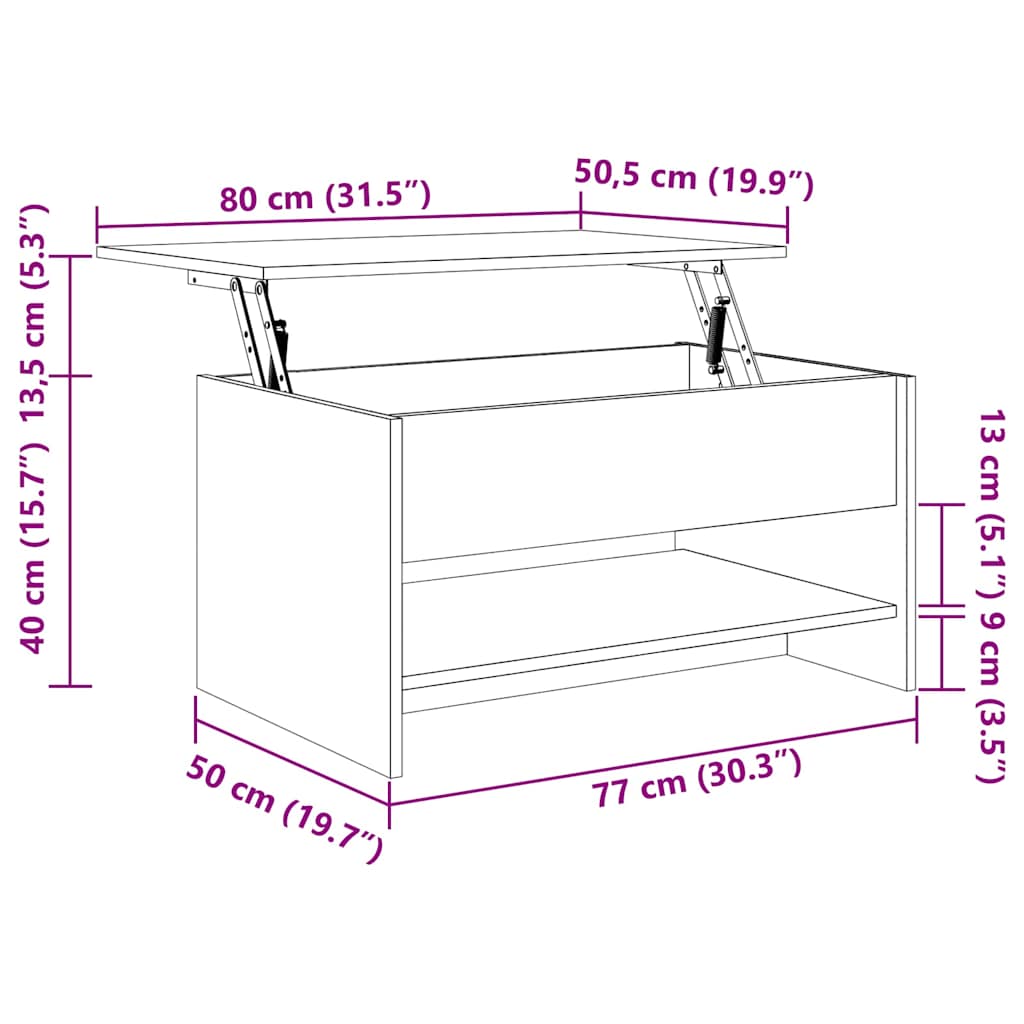 Tavolino da Salotto Grigio Cemento 80x50x40cm Legno Multistrato