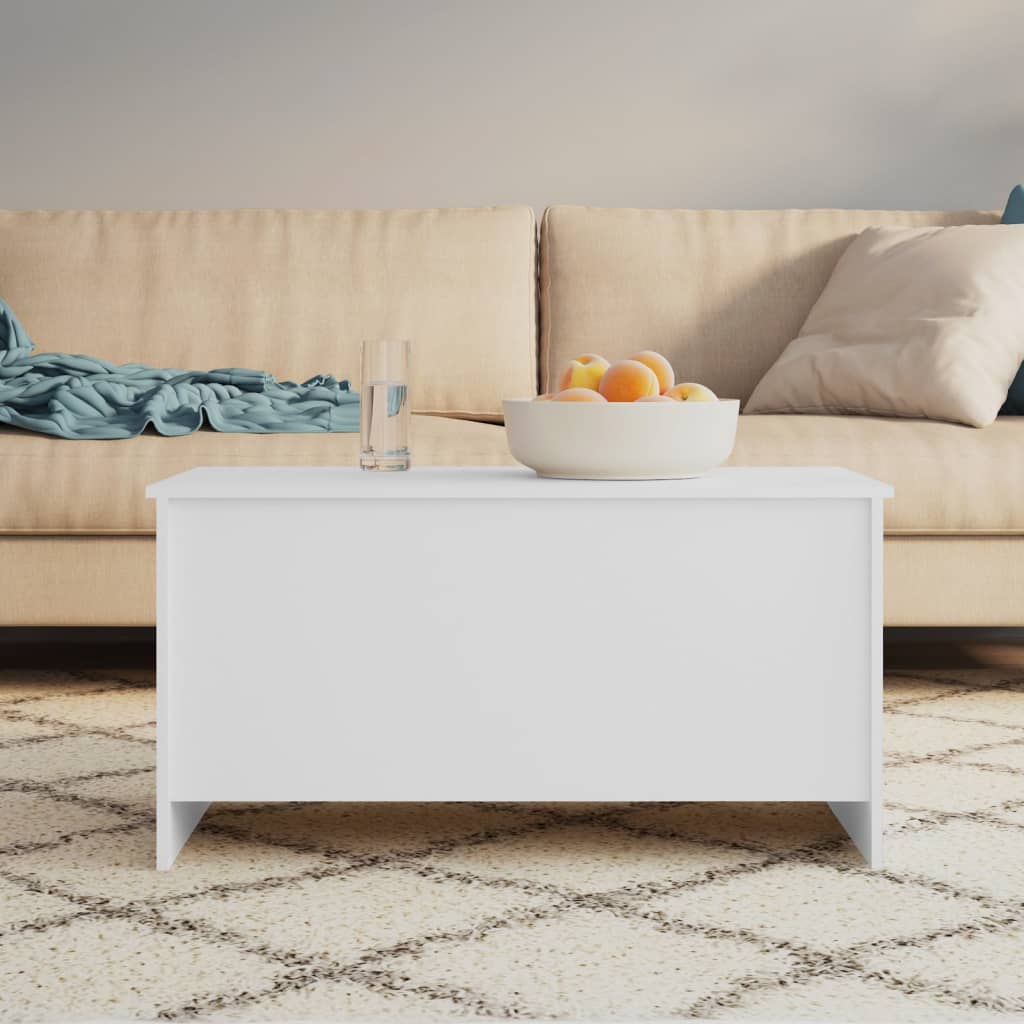 Tavolino da Salotto Bianco 102x55,5x52,5 cm Legno Multistrato | homemem39