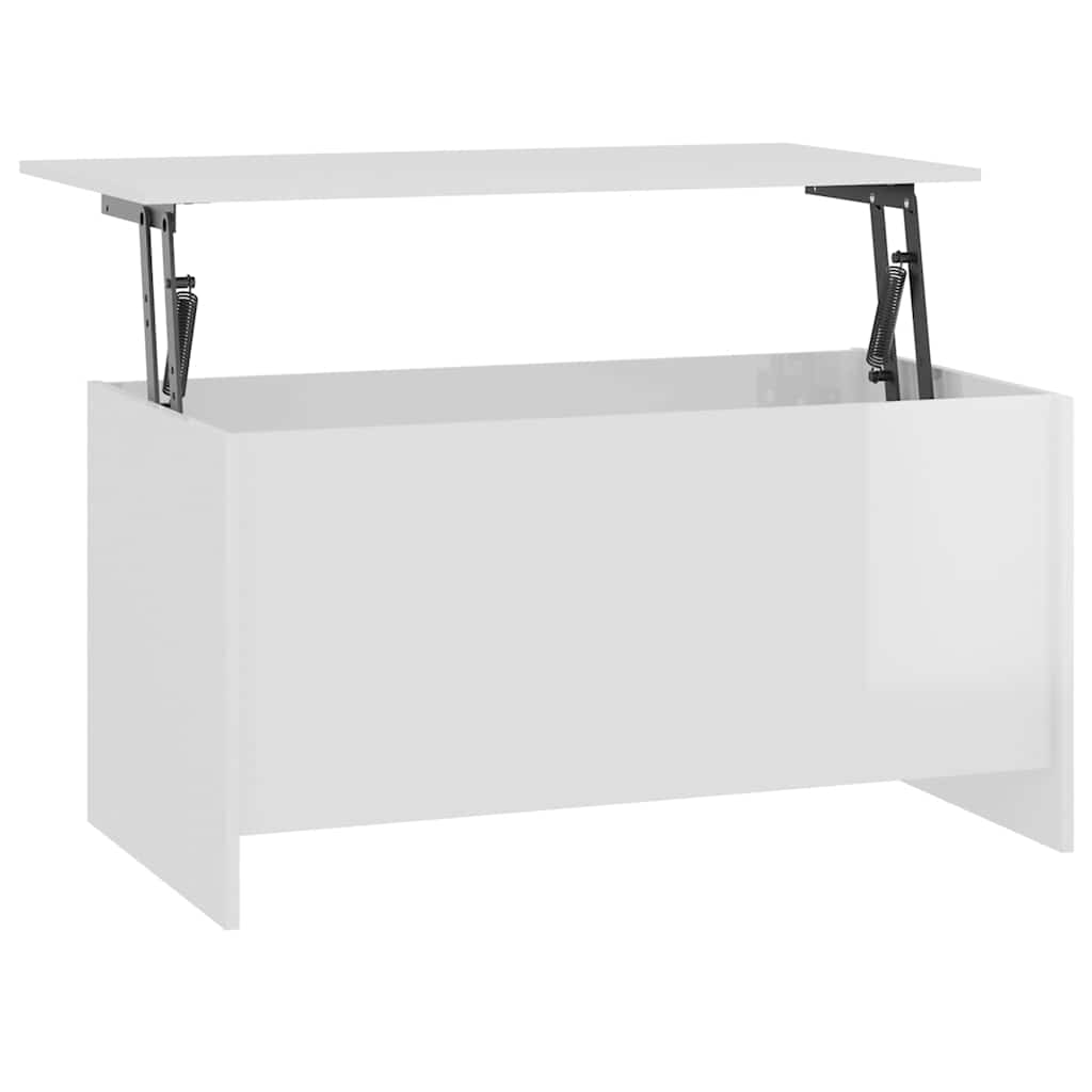 Tavolino Bianco Lucido 102x55,5x52,5 cm in Legno Multistrato