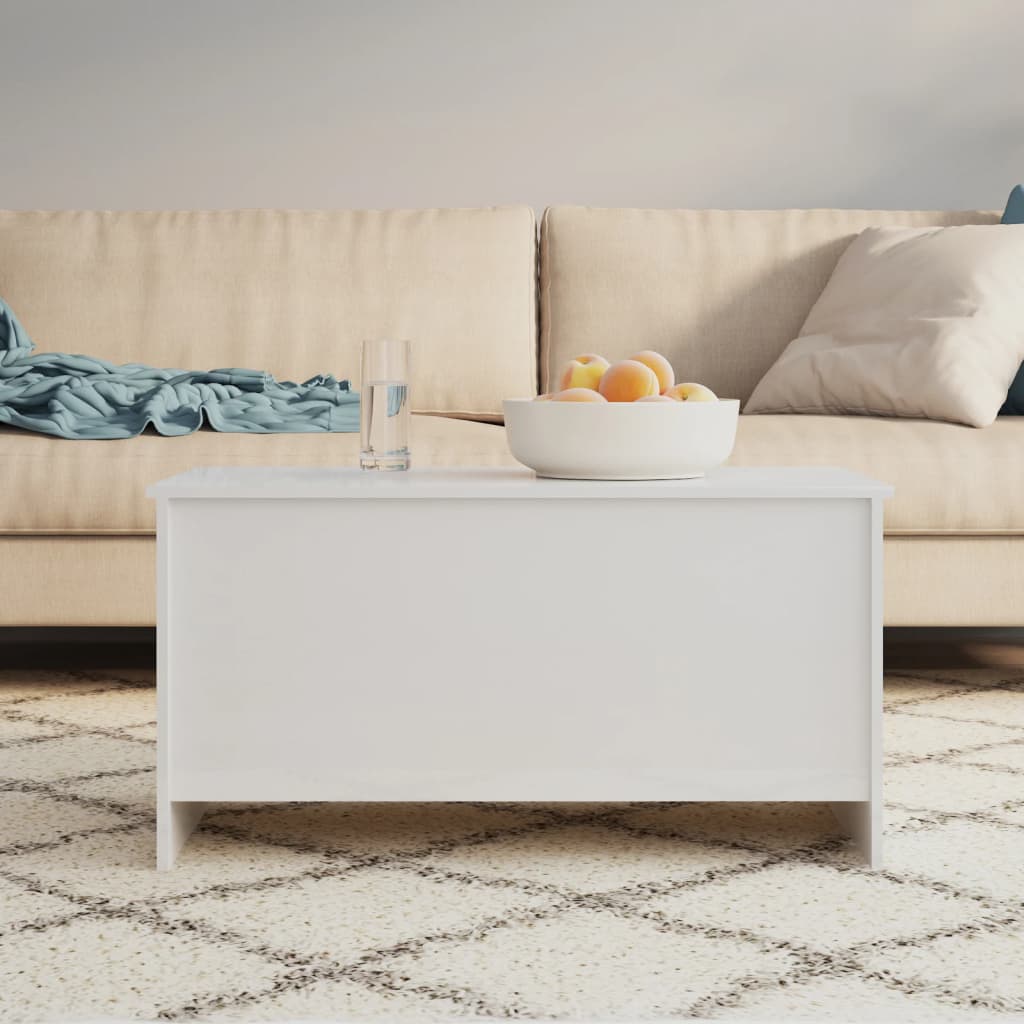 Tavolino Bianco Lucido 102x55,5x52,5 cm in Legno Multistrato | homemem39