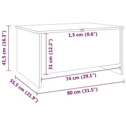 Tavolino Grigio Cemento 80x55,5x41,5 cm in Legno Multistrato
