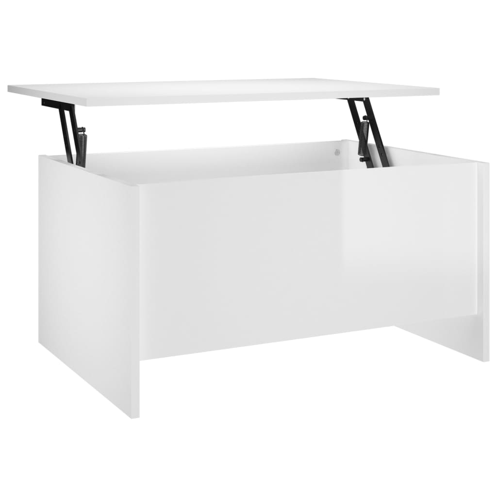 Tavolino Salotto Bianco Lucido 80x55,5x41,5cm Legno Multistrato