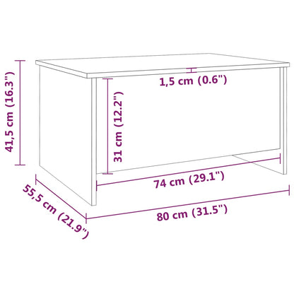 Tavolino Salotto Bianco Lucido 80x55,5x41,5cm Legno Multistrato