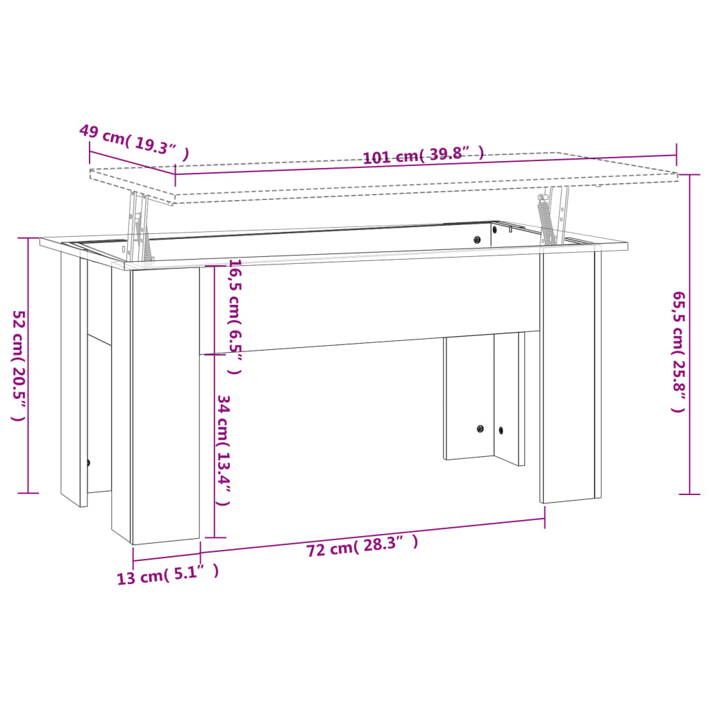 Tavolino da Salotto Nero 101x49x52 cm in Legno Multistrato | homemem39