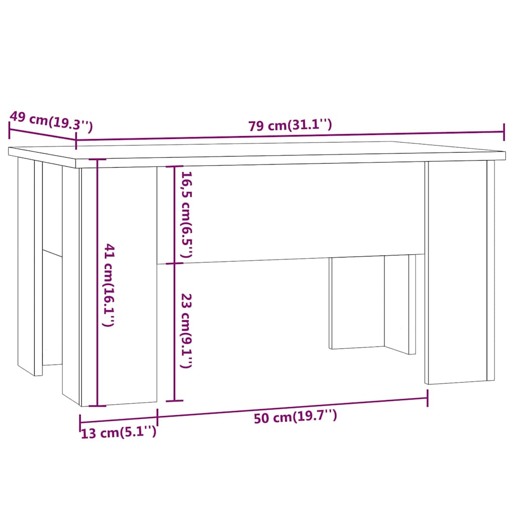 Tavolino da Salotto Bianco 79x49x41 cm in Legno Multistrato