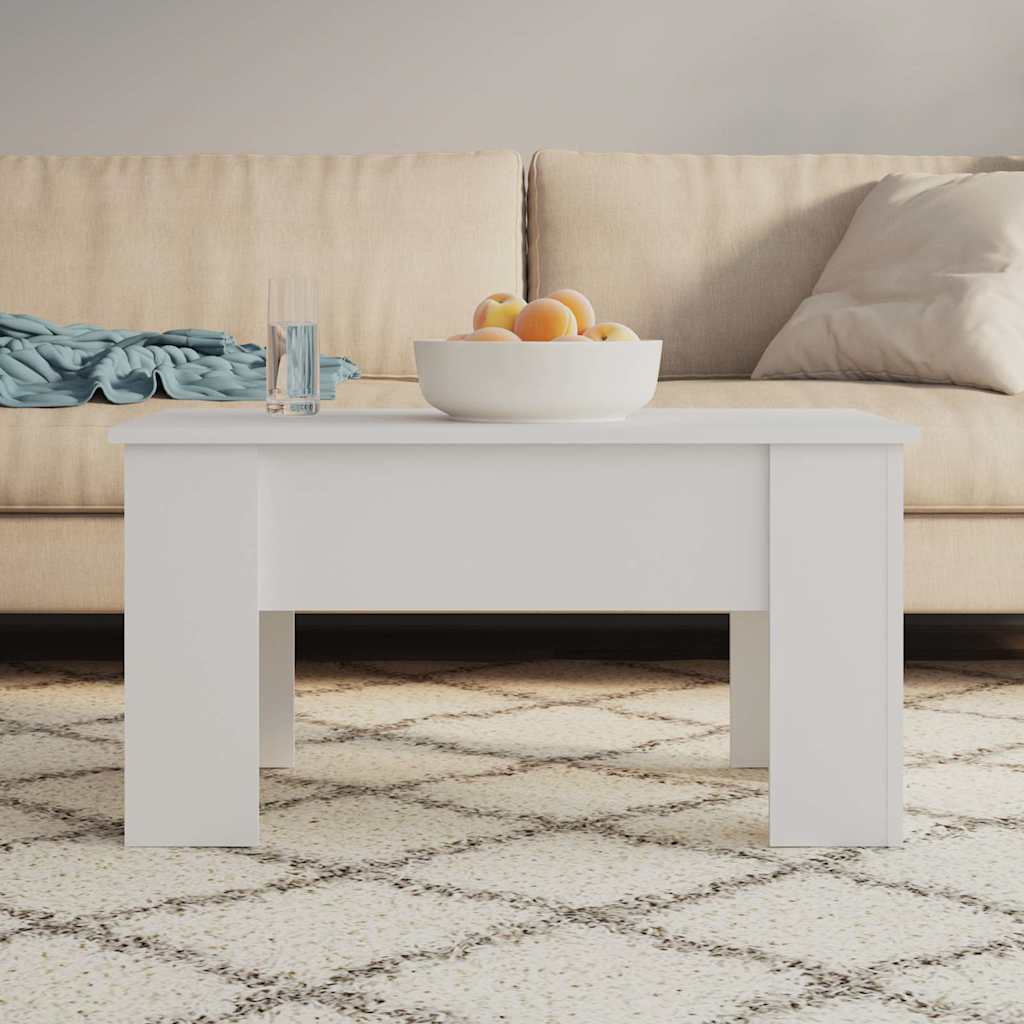 Tavolino da Salotto Bianco 79x49x41 cm in Legno Multistrato