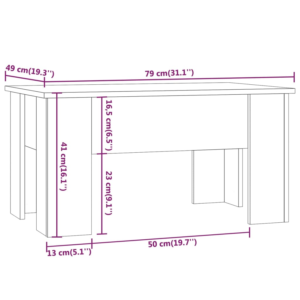 Tavolino da Salotto Nero 79x49x41 cm in Legno Multistrato | homemem39