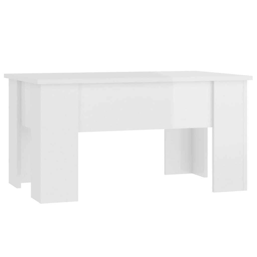 Tavolino Salotto Bianco Lucido 79x49x41 cm in Legno Multistrato | homemem39