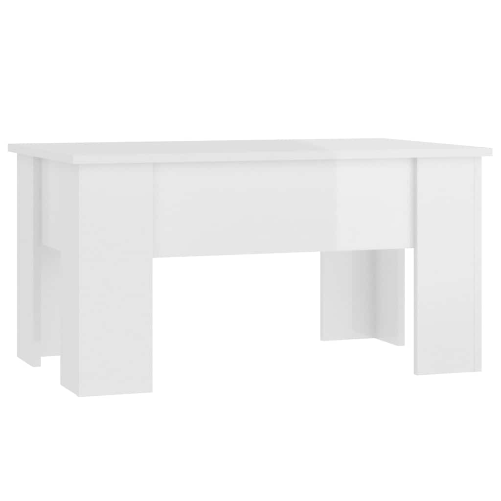 Tavolino Salotto Bianco Lucido 79x49x41 cm in Legno Multistrato