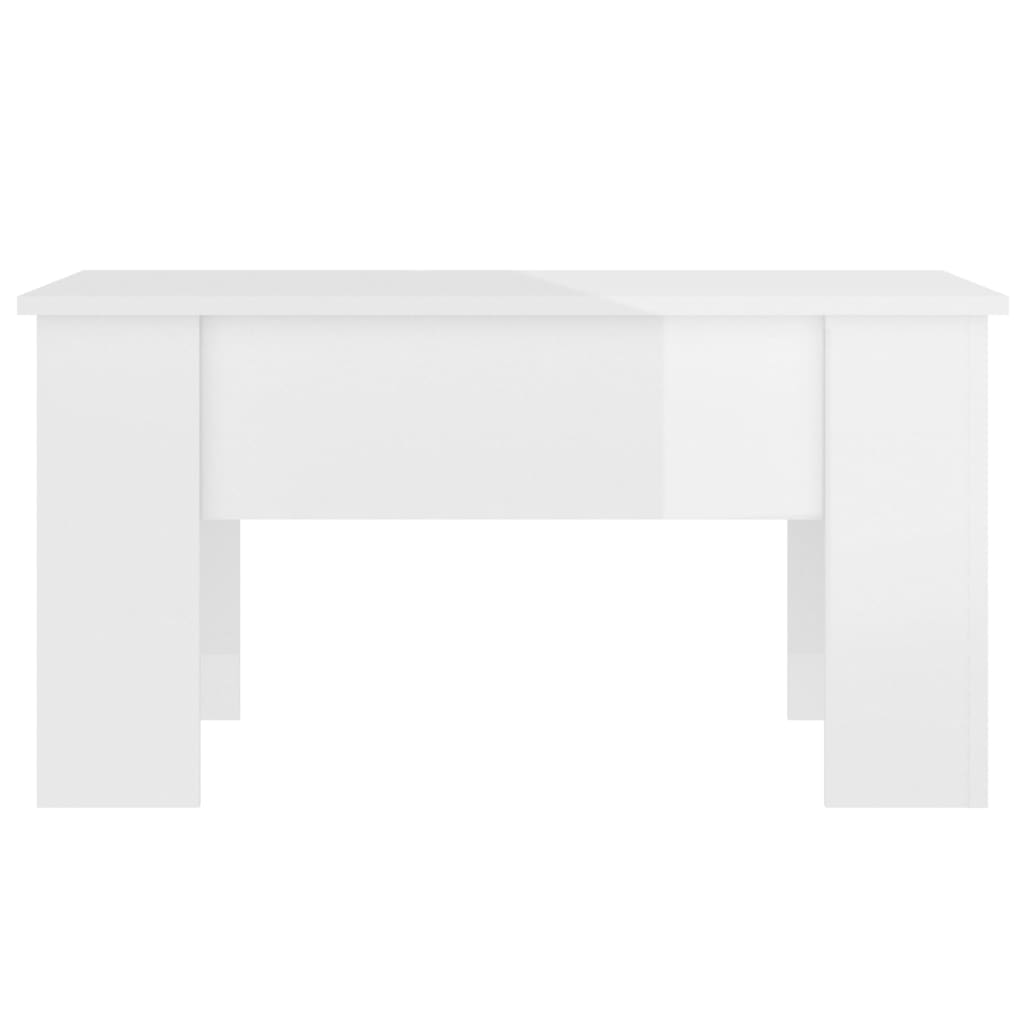 Tavolino Salotto Bianco Lucido 79x49x41 cm in Legno Multistrato | homemem39