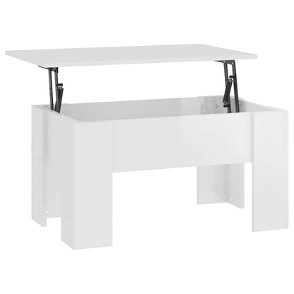 Tavolino Salotto Bianco Lucido 79x49x41 cm in Legno Multistrato