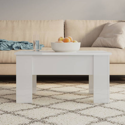 Tavolino Salotto Bianco Lucido 79x49x41 cm in Legno Multistrato | homemem39