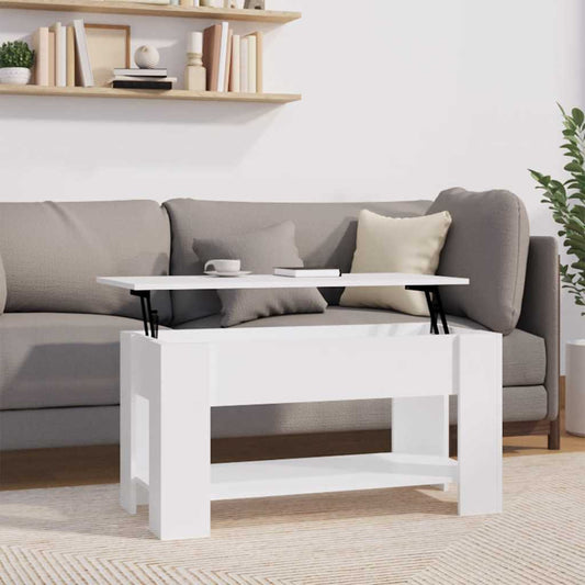 Tavolino da Salotto Bianco 101x49x52 cm in Legno Multistrato | homemem39
