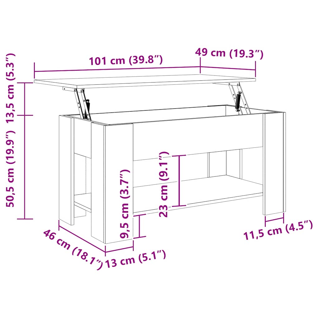 Tavolino da Salotto Nero 101x49x52 cm in Legno Multistrato | homemem39