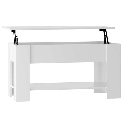 Tavolino Salotto Bianco Lucido 101x49x52 cm Legno Multistrato | homemem39