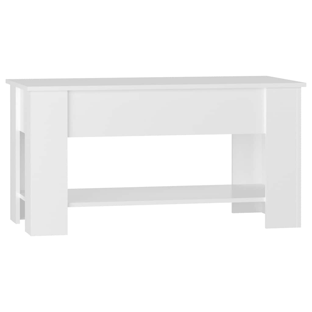 Tavolino Salotto Bianco Lucido 101x49x52 cm Legno Multistrato | homemem39