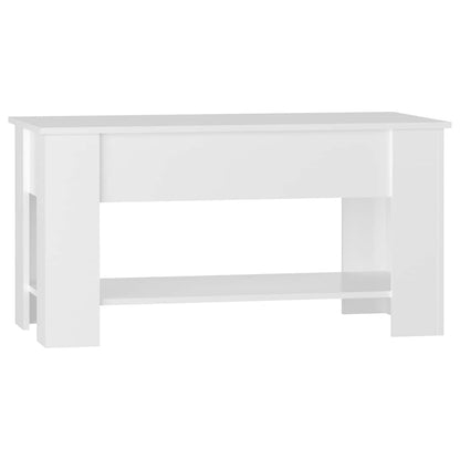 Tavolino Salotto Bianco Lucido 101x49x52 cm Legno Multistrato | homemem39