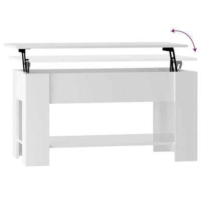 Tavolino Salotto Bianco Lucido 101x49x52 cm Legno Multistrato | homemem39