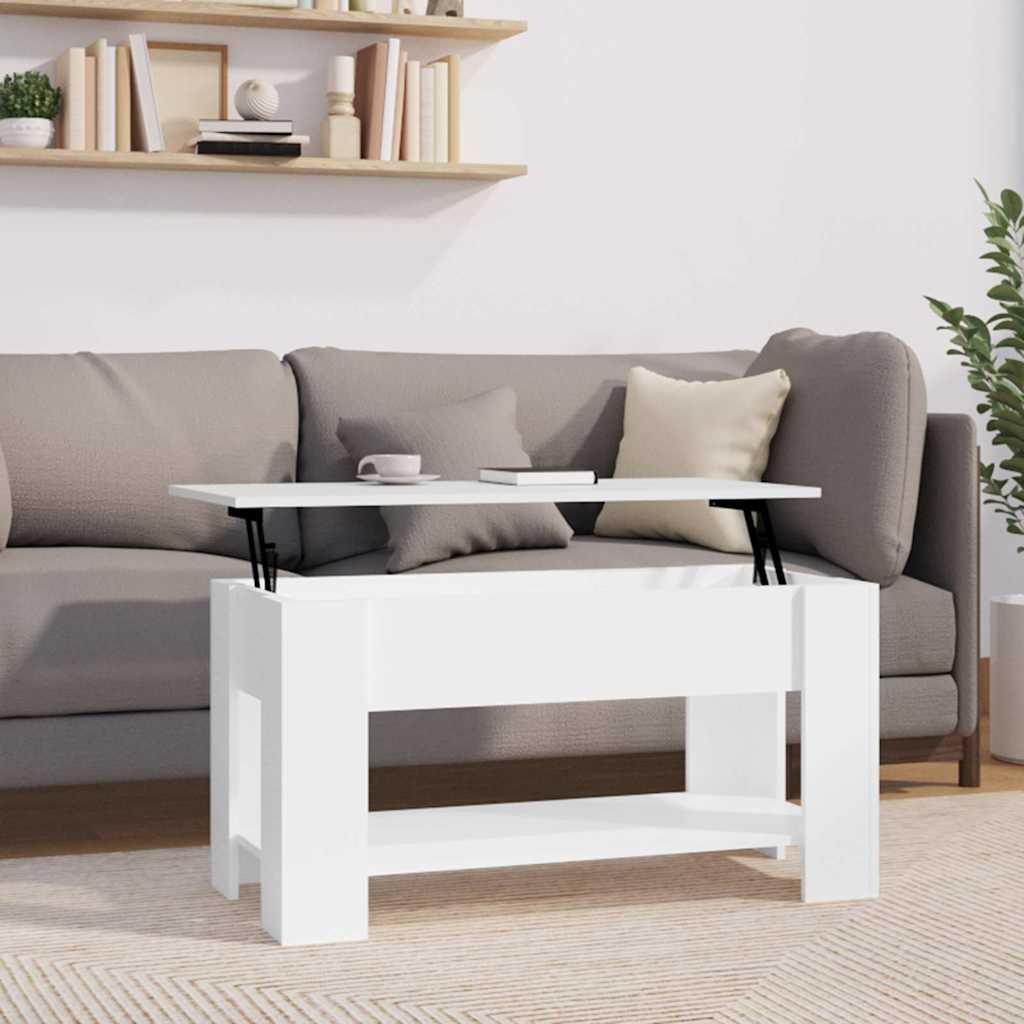Tavolino Salotto Bianco Lucido 101x49x52 cm Legno Multistrato | homemem39