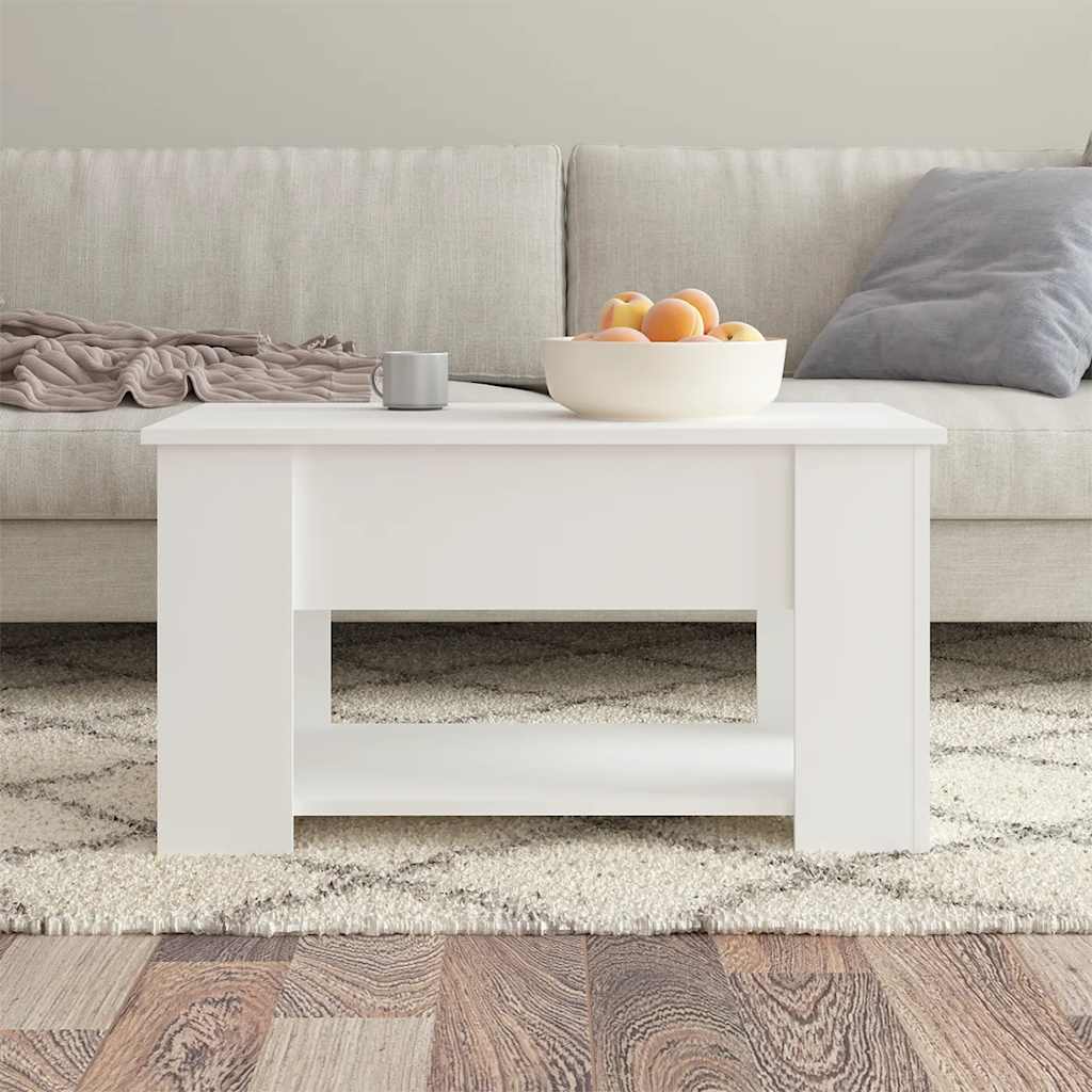 Tavolino da Salotto Bianco 79x49x41 cm in Legno Multistrato | homemem39