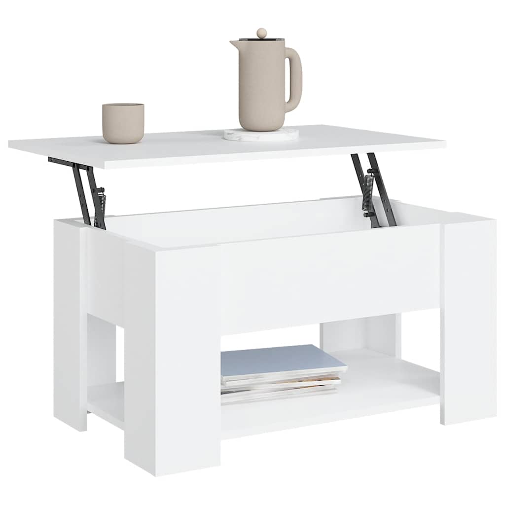 Tavolino da Salotto Bianco 79x49x41 cm in Legno Multistrato | homemem39