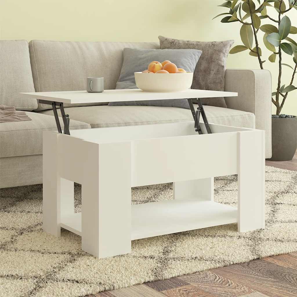 Tavolino da Salotto Bianco 79x49x41 cm in Legno Multistrato | homemem39
