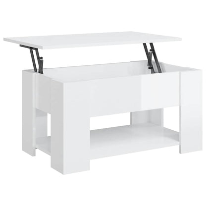Tavolino Salotto Bianco Lucido 79x49x41 cm in Legno Multistrato | homemem39