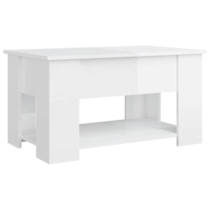 Tavolino Salotto Bianco Lucido 79x49x41 cm in Legno Multistrato | homemem39