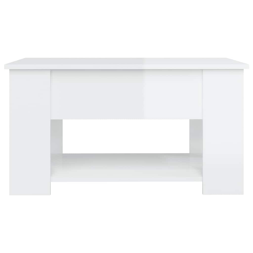 Tavolino Salotto Bianco Lucido 79x49x41 cm in Legno Multistrato | homemem39