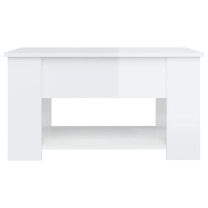 Tavolino Salotto Bianco Lucido 79x49x41 cm in Legno Multistrato | homemem39