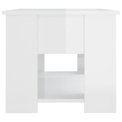 Tavolino Salotto Bianco Lucido 79x49x41 cm in Legno Multistrato | homemem39