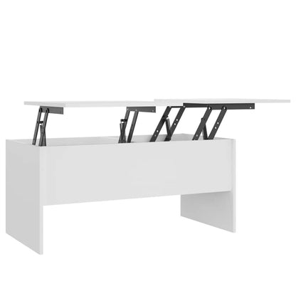 Tavolino da Salotto Bianco 102x50,5x46,5cm in Legno Multistrato | homemem39