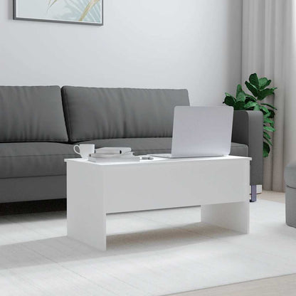 Tavolino da Salotto Bianco 102x50,5x46,5cm in Legno Multistrato | homemem39