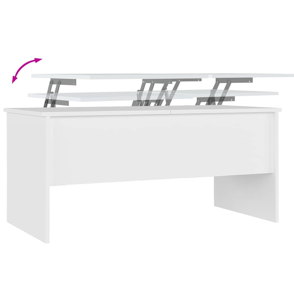 Tavolino da Salotto Bianco 102x50,5x46,5cm in Legno Multistrato