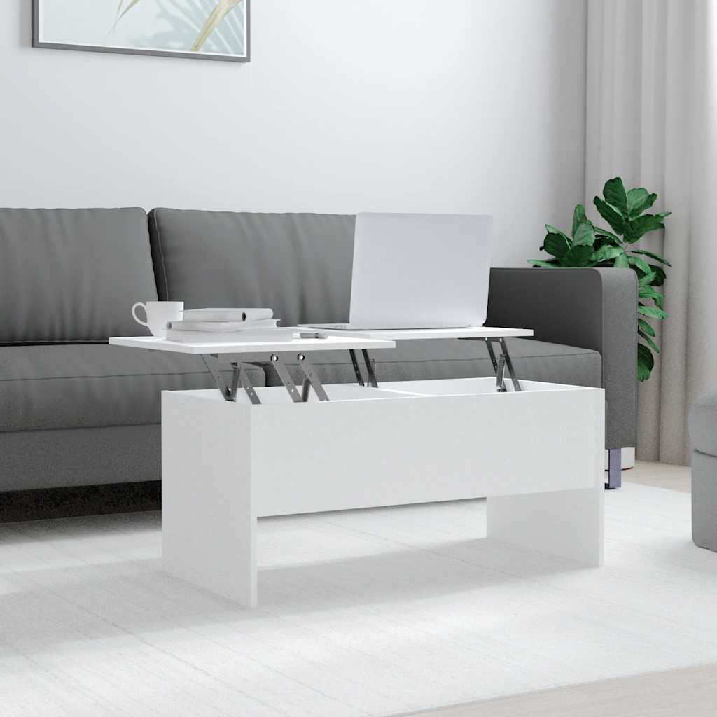 Tavolino da Salotto Bianco 102x50,5x46,5cm in Legno Multistrato | homemem39