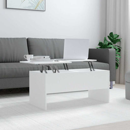 Tavolino da Salotto Bianco 102x50,5x46,5cm in Legno Multistrato | homemem39
