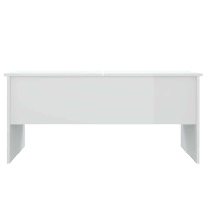 Tavolino Bianco Lucido 102x50,5x46,5 cm in Legno Multistrato