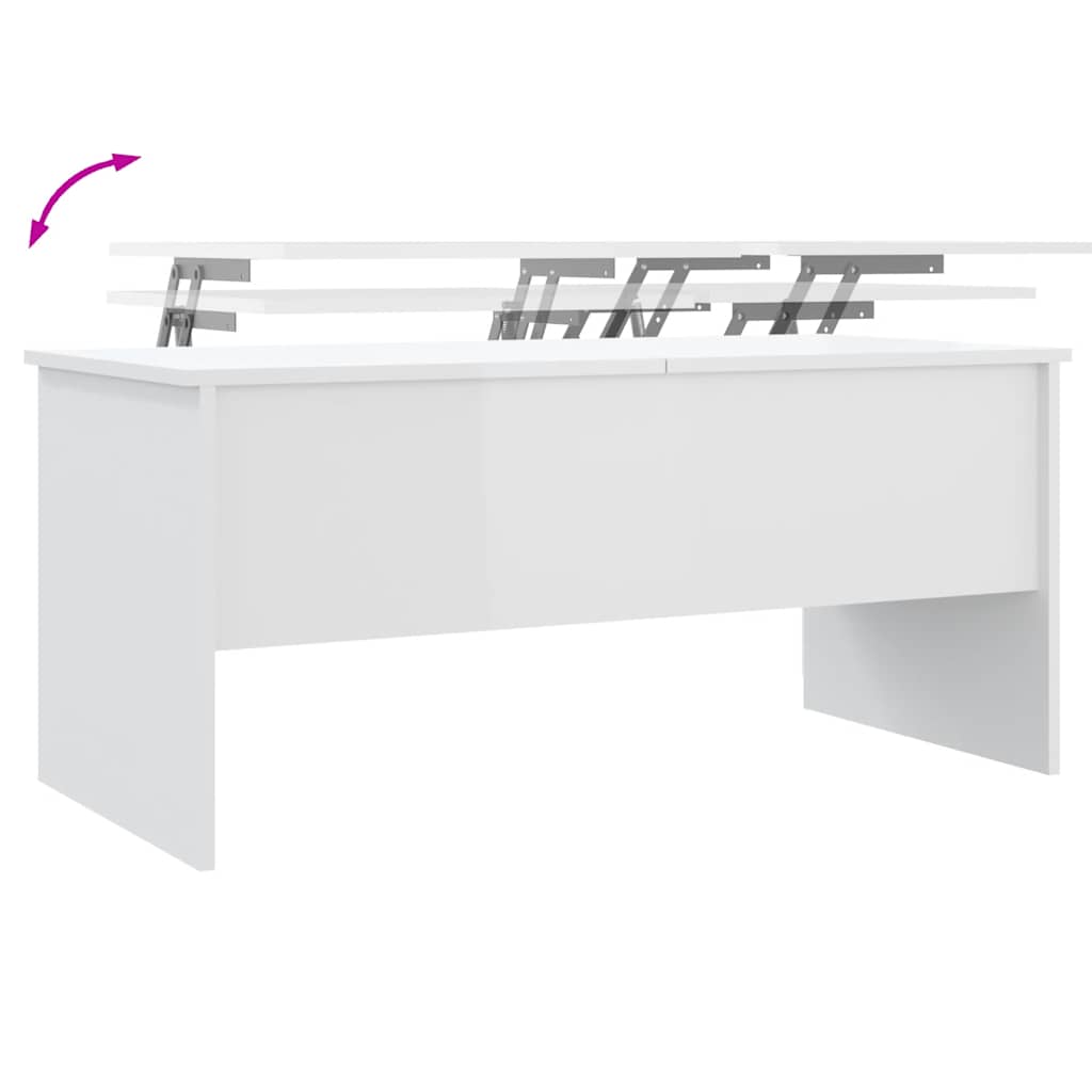 Tavolino Bianco Lucido 102x50,5x46,5 cm in Legno Multistrato | homemem39