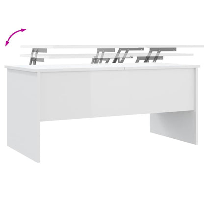 Tavolino Bianco Lucido 102x50,5x46,5 cm in Legno Multistrato | homemem39