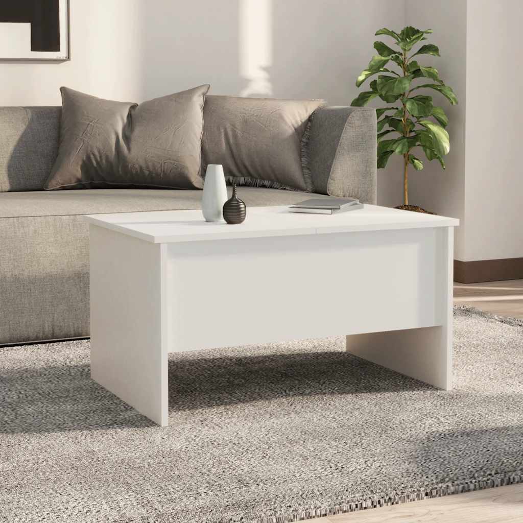 Tavolino da Salotto Bianco 80x50x42,5 cm in Legno Multistrato | homemem39