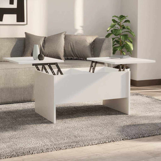 Tavolino da Salotto Bianco 80x50x42,5 cm in Legno Multistrato | homemem39