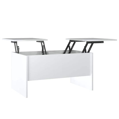 Tavolino Salotto Bianco Lucido 80x50x42,5 cm Legno Multistrato