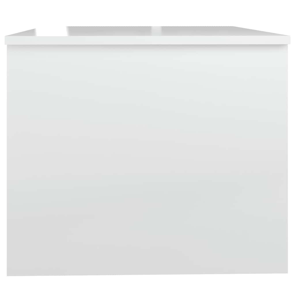 Tavolino Salotto Bianco Lucido 80x50x42,5 cm Legno Multistrato | homemem39