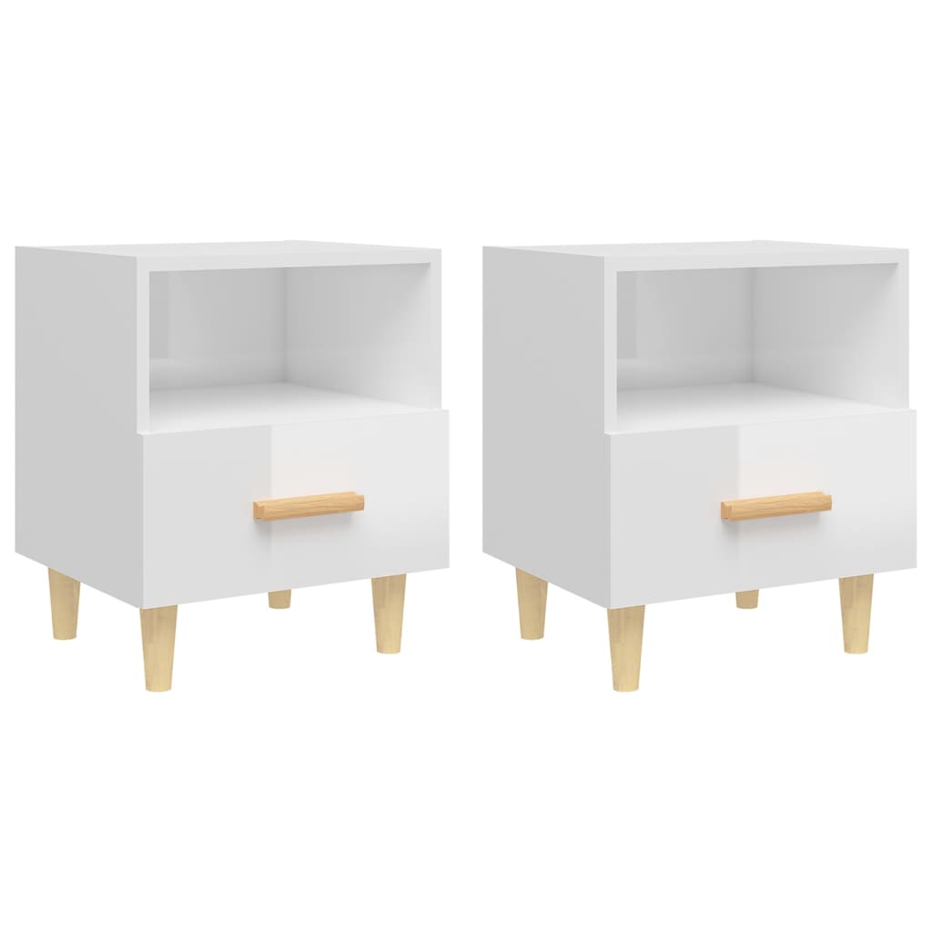 Comodini 2 pz in Bianco Lucido 40x35x47 cm