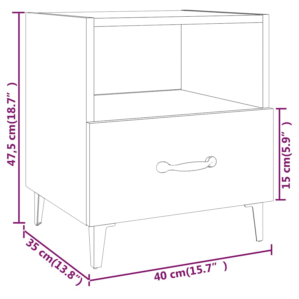 Comodino Nero in Legno Multistrato