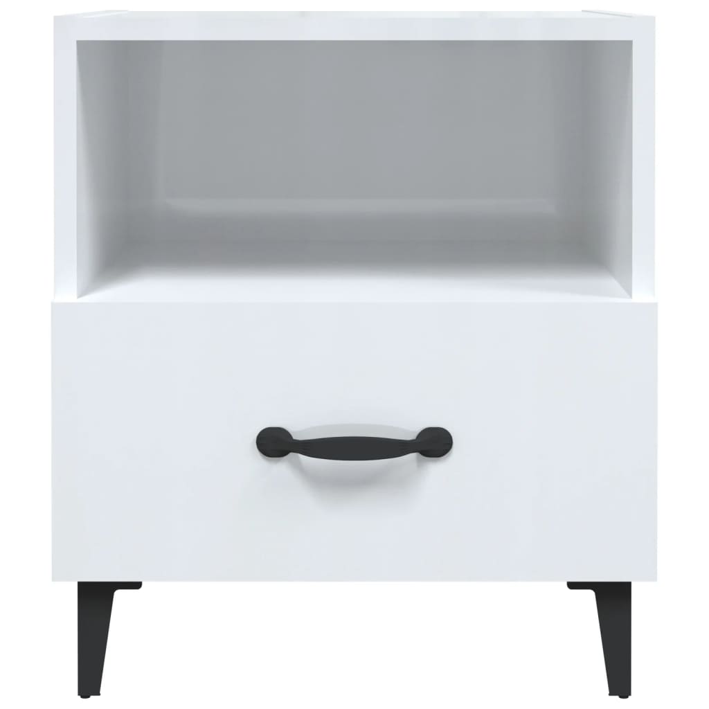 Comodini 2 pz Bianco Lucido in Legno Multistrato