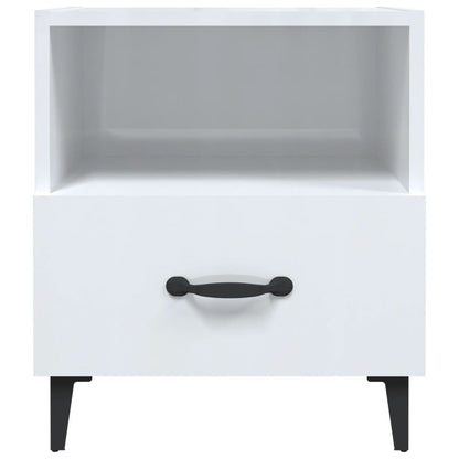 Comodini 2 pz Bianco Lucido in Legno Multistrato