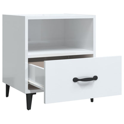 Comodini 2 pz Bianco Lucido in Legno Multistrato