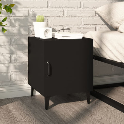 Comodini 2 pz Neri in Legno Multistrato
