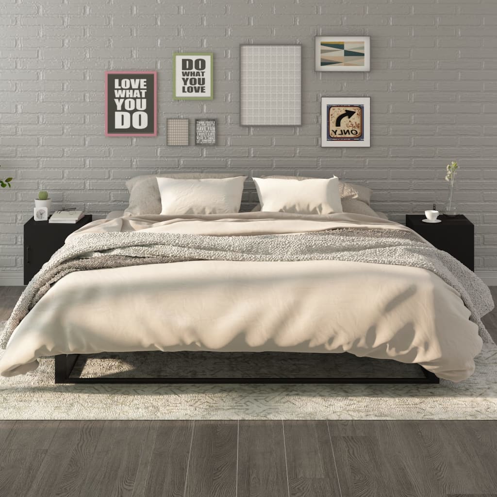 Comodini 2 pz Neri in Legno Multistrato - homemem39